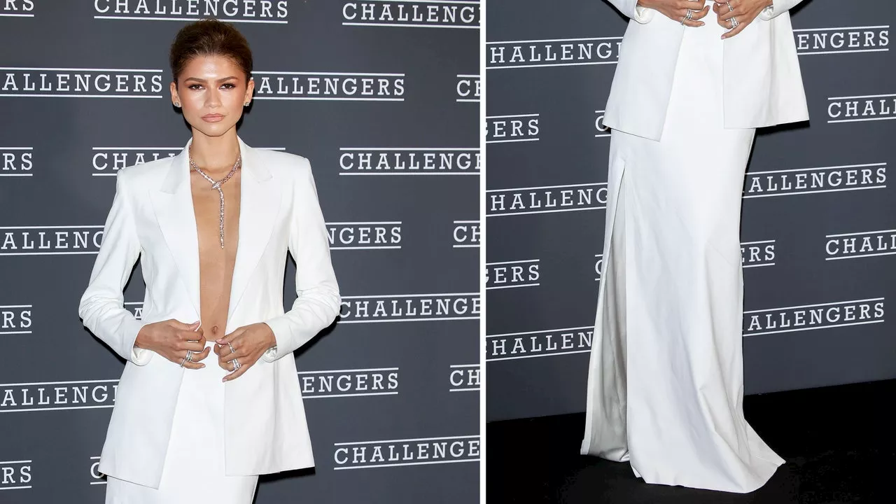 Zendaya luce una falda blanca perfecta con un look sin blusa en Roma, Italia