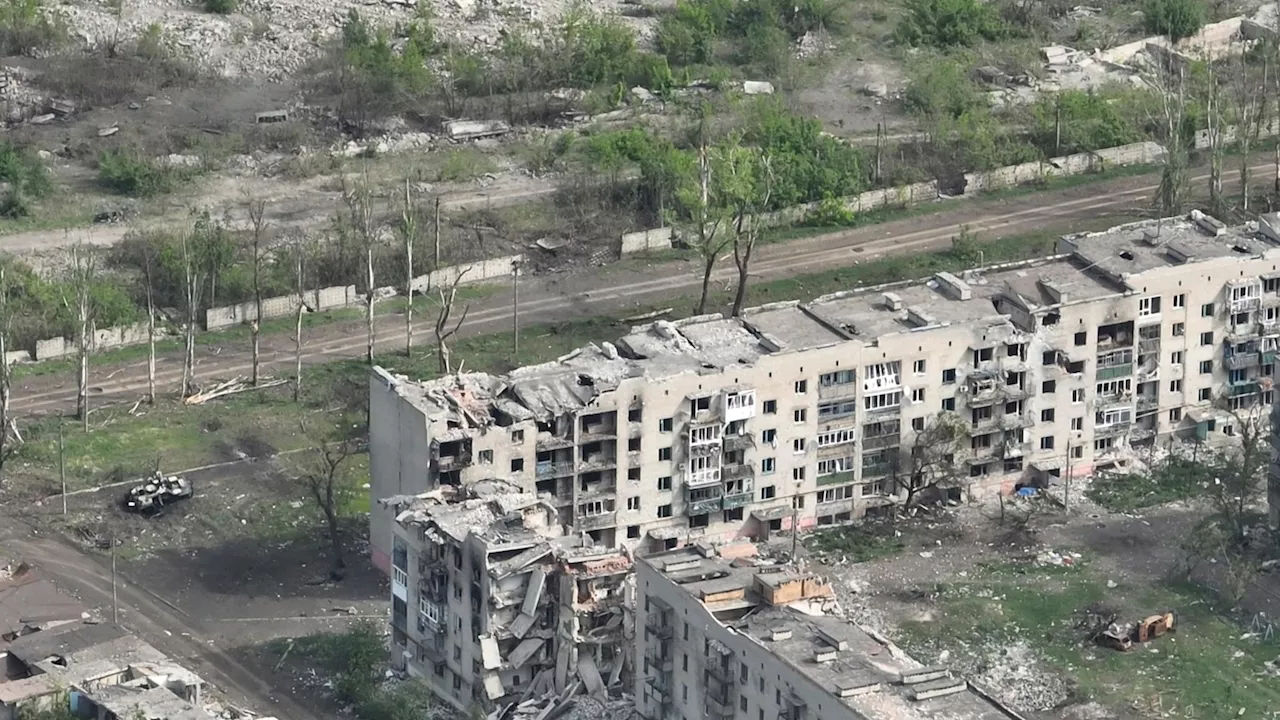 Drone footage shows devastation in Chasiv Yar, a Ukrainian city Russia is assaulting