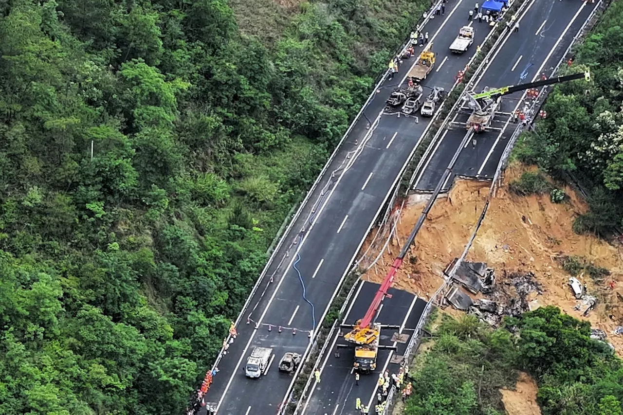 At least 24 people dead after section of highway collapses in China’s southern Guangdong province