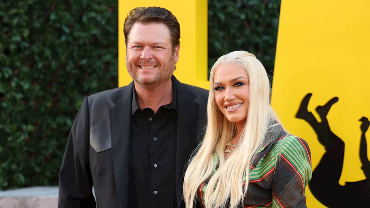 Gwen Stefani stuns in 2000s mini skirt and fishnets for rare red carpet with Blake Shelton