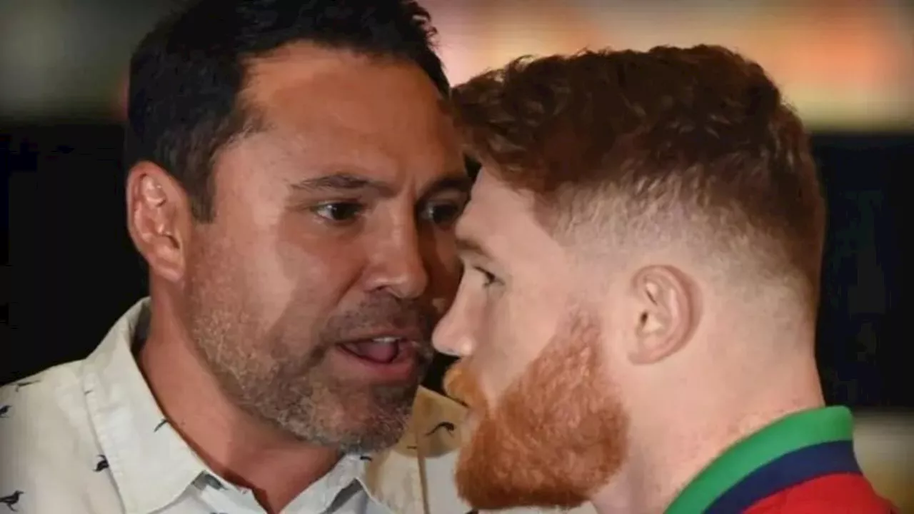 VIDEO: Canelo Álvarez se calentó, casi se agarra a golpes con Óscar de la Hoya previo a la pelea con Munguía