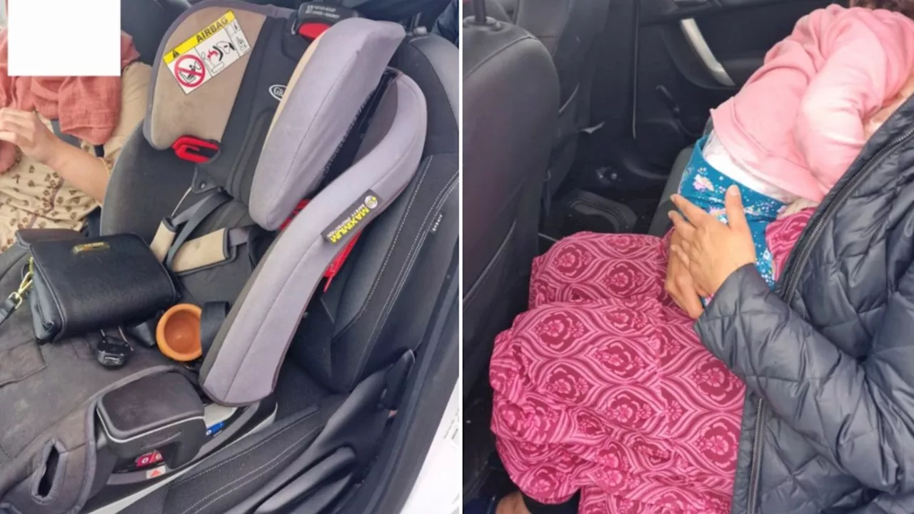 Police 'shocked' as child found asleep on passenger's knee with no-one wearing seatbelts