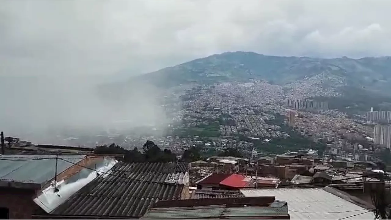 Que aguacero cae en el sur del Valle de Aburrá, así se ve desde Medellín