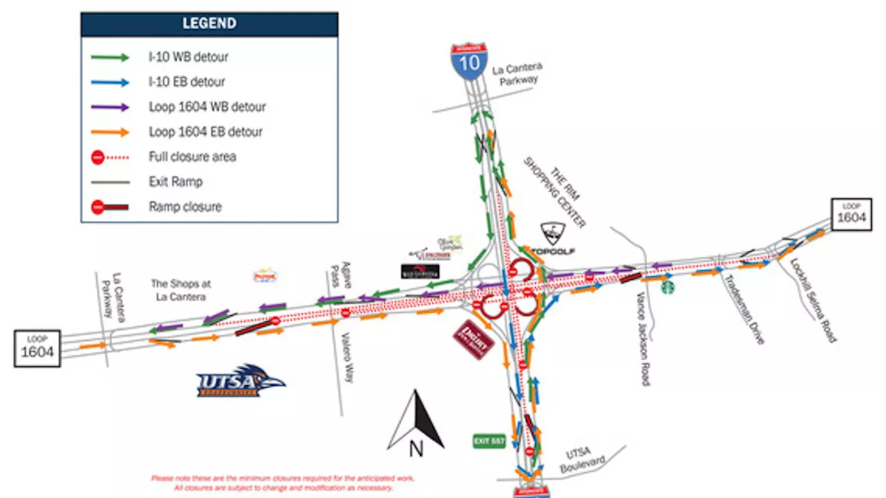 Major weekend road closures throughout Loop 1604 and IH-10 Interchange