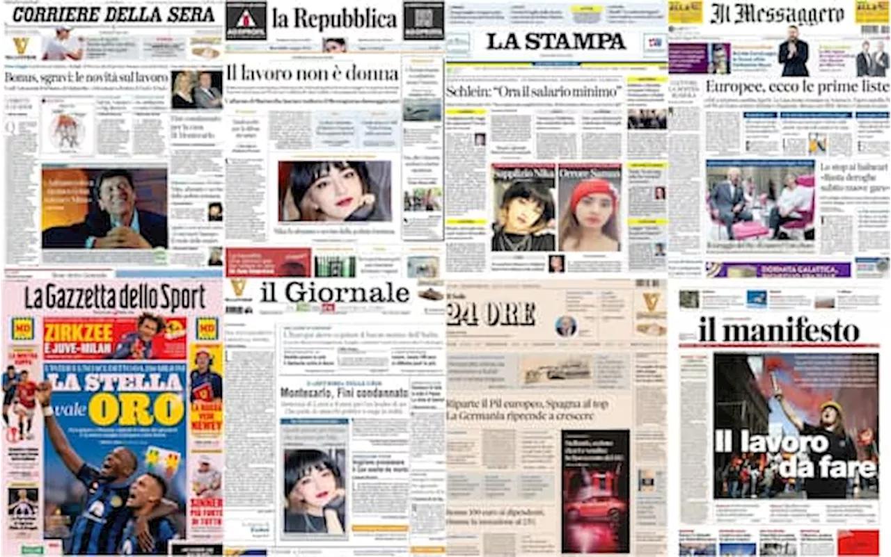 Le prime pagine dei quotidiani di oggi 1° maggio: la rassegna stampa di Sky TG24