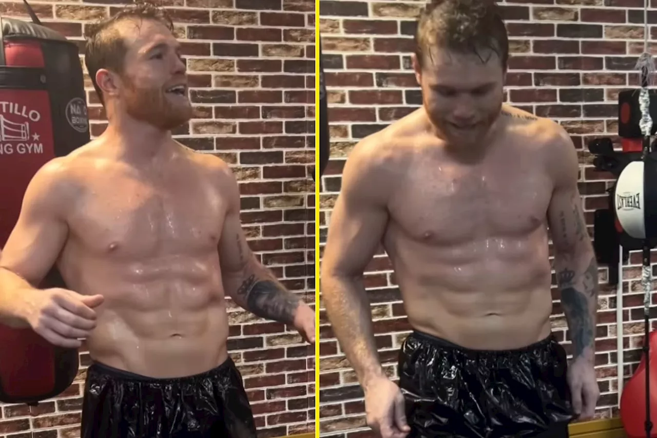 Canelo Alvarez flaunts toned physique as he dances in gym ahead of Jaime Munguia fight...