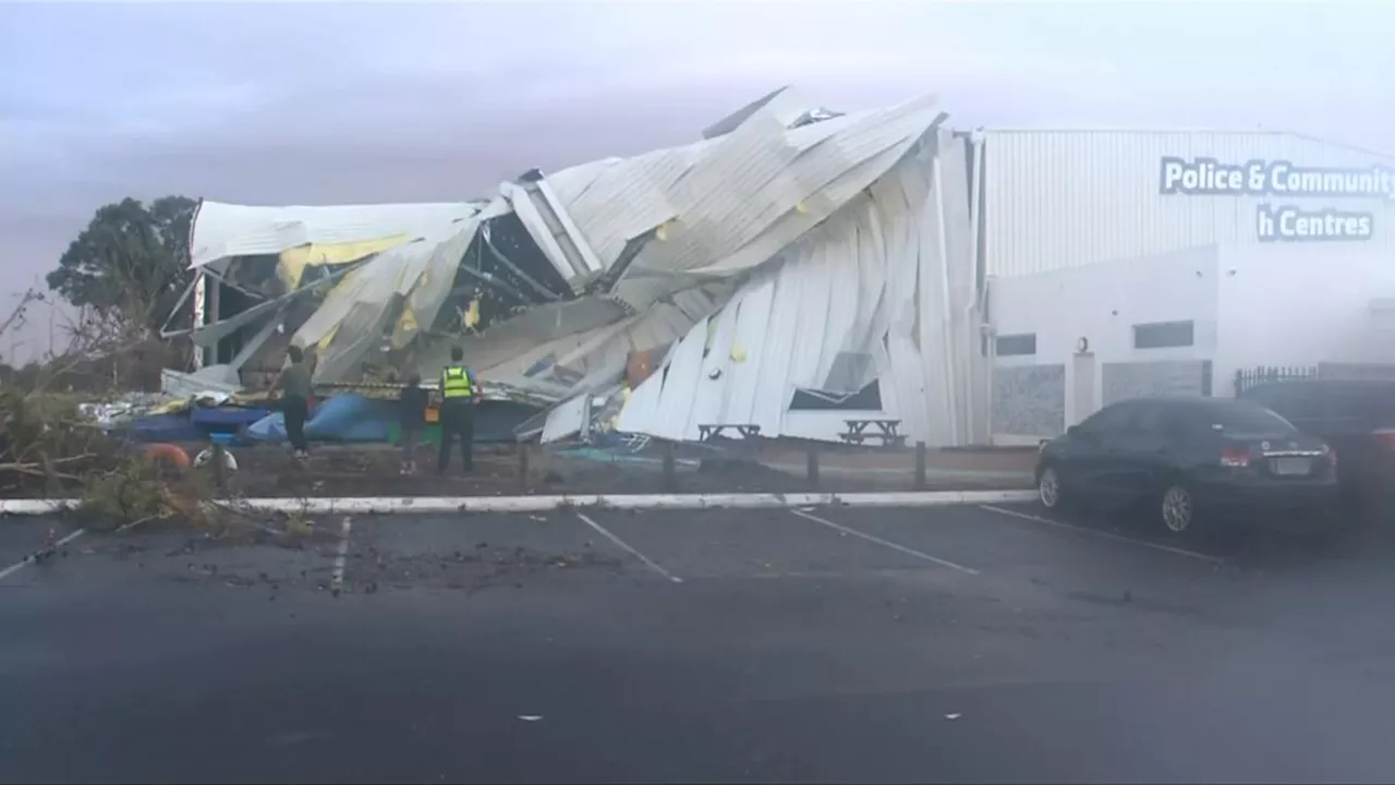 Tornado rips through building full of children in Bunbury, south of Perth, WA