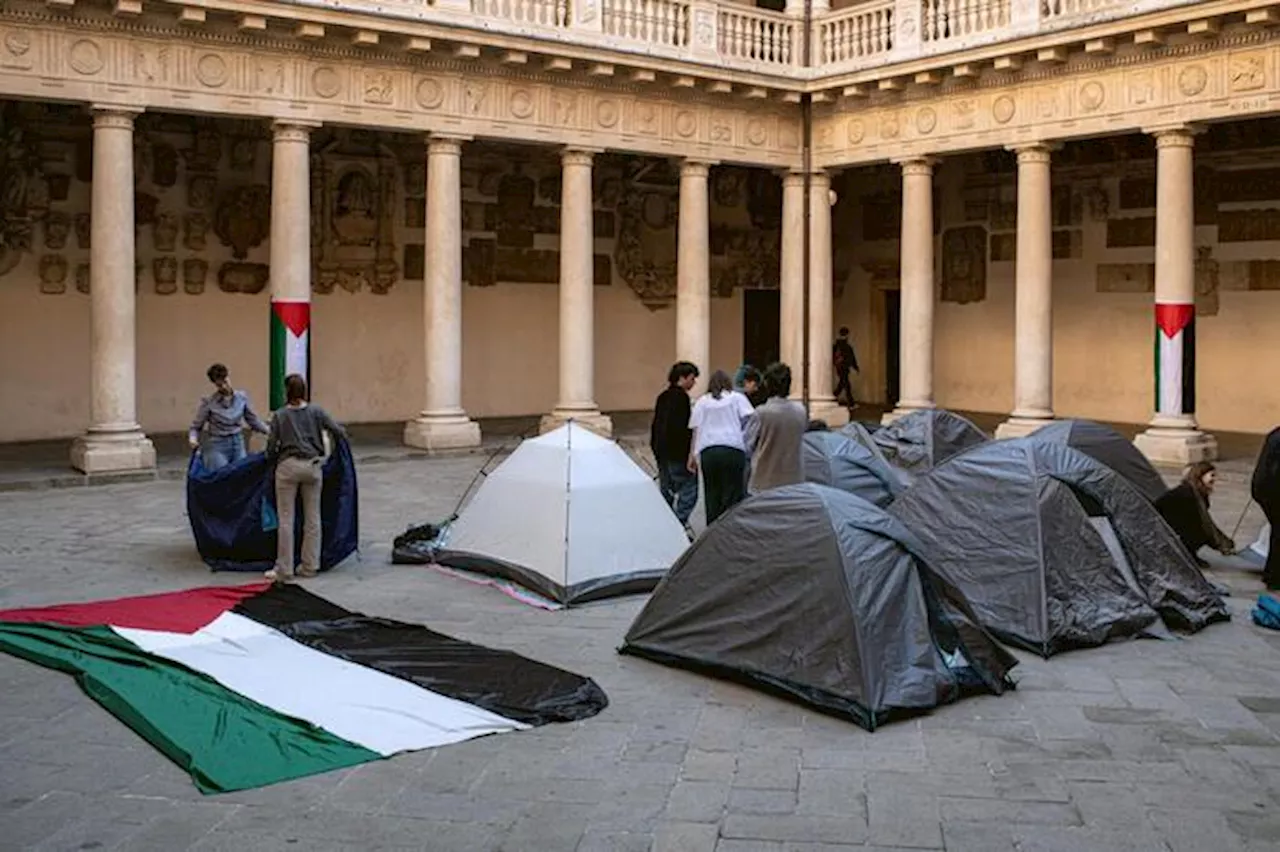 Tende all'Università di Padova a sostegno della Palestina