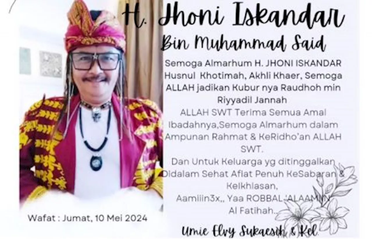 Jhonny Iskandar Wafat, Penyanyi Dangdut Berduka