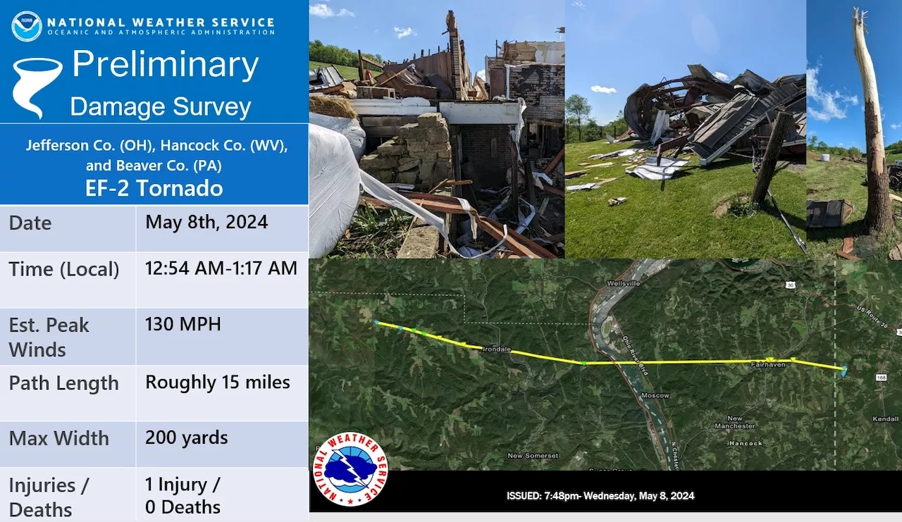 3 tornadoes hit Pa. early Wednesday; more possible Thursday: weather service