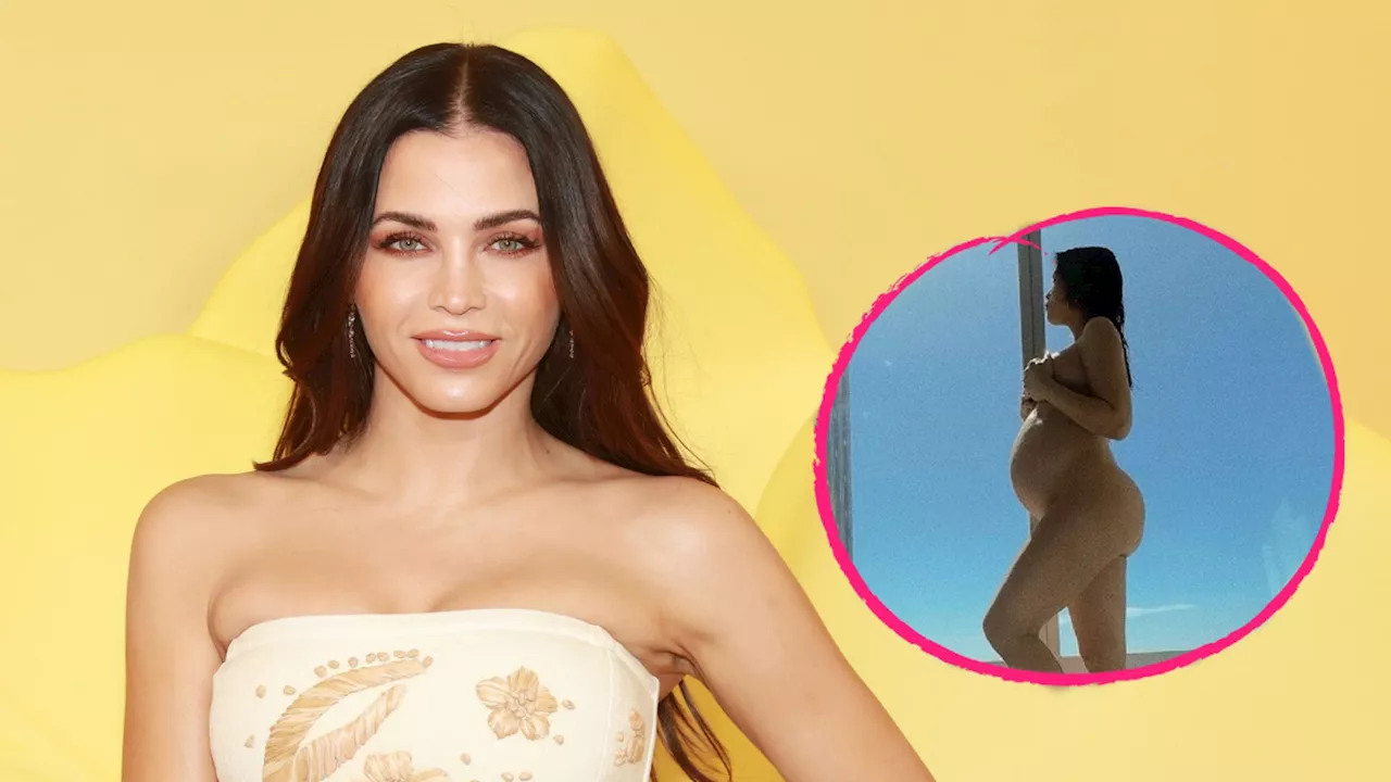 Schwangere Jenna Dewan posiert nackt vor offenem Fenster