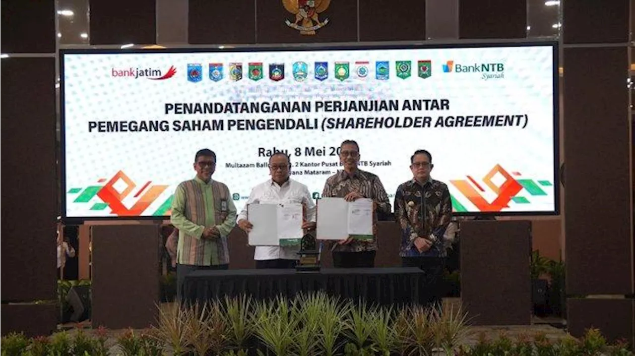 Kokohkan KUB, Bank Jatim Teken Shareholder Agreement dengan Pemprov NTB dan Bank NTB Syariah