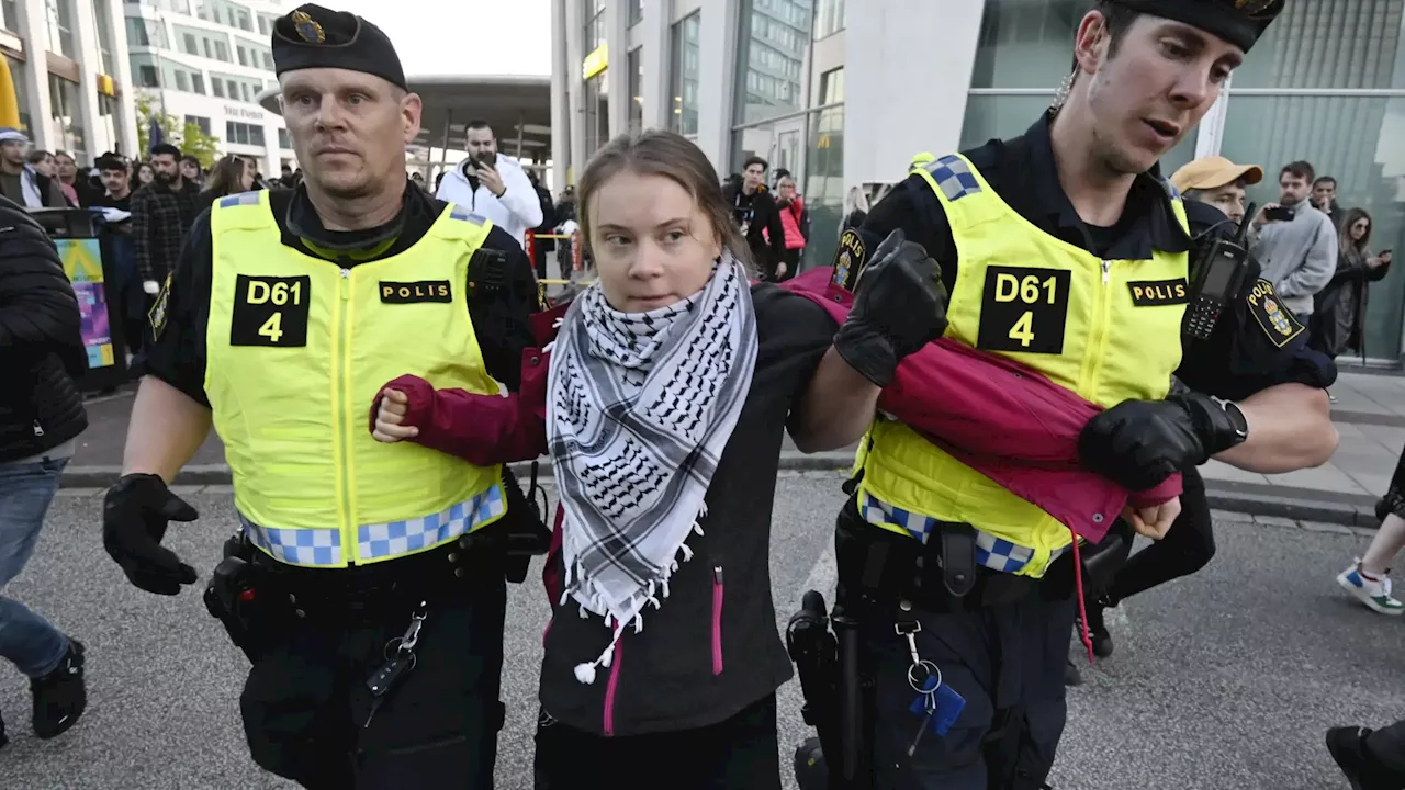 Varios detenidos, incluida Greta Thunberg, durante las protestas contra Eurovisión en Malmö