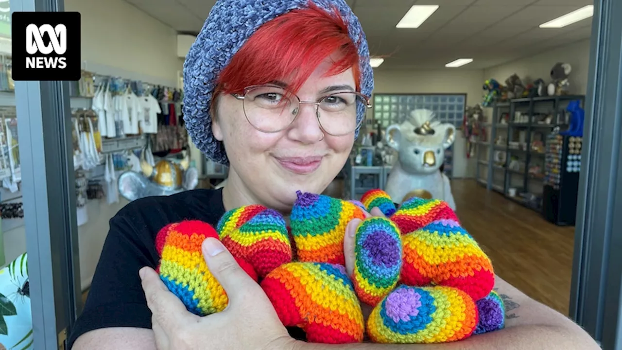 Boosting LGBTQI inclusivity for Pride month with nearly 200 rainbow crocheted hearts in Port Macquarie