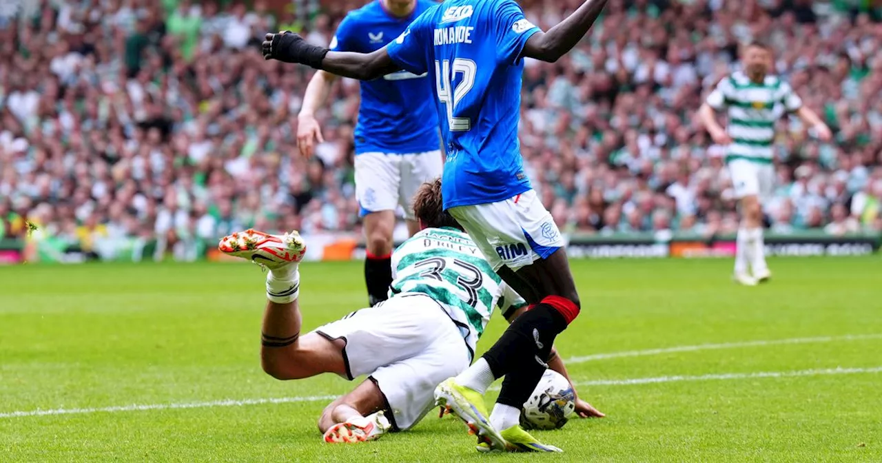 Matt O'Riley Rangers 'simulation' penalty charge before 2 point Celtic defence