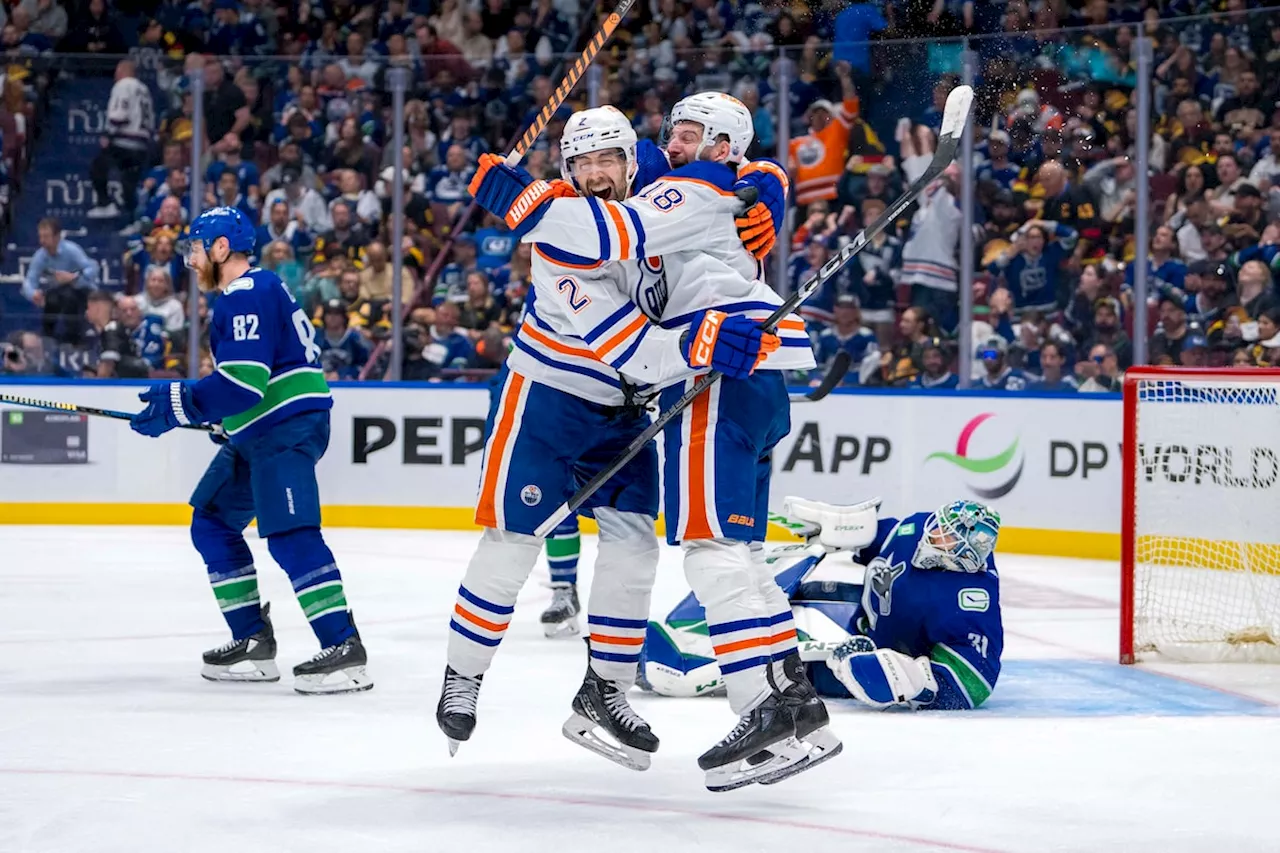 Bouchard lifts Oilers to 4-3 overtime win over Canucks in Game 2