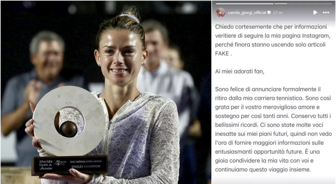 Camila Giorgi rompe il silenzio: «Su di me solo fake news. Felice di annunciare il mio ritiro dal tennis»