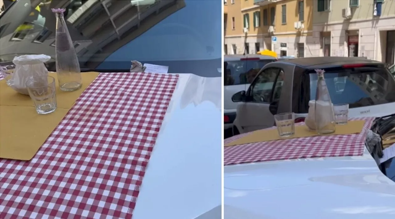 Roma, parcheggia Suv sul marciapiede davanti al ristorante: si ritrova il cofano 'apparecchiato'