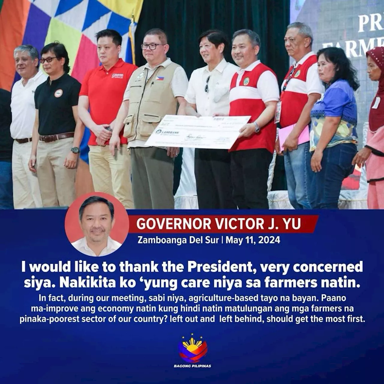 Zambo Sur governor grateful for PBBM’s aid to farmers, fisherfolk