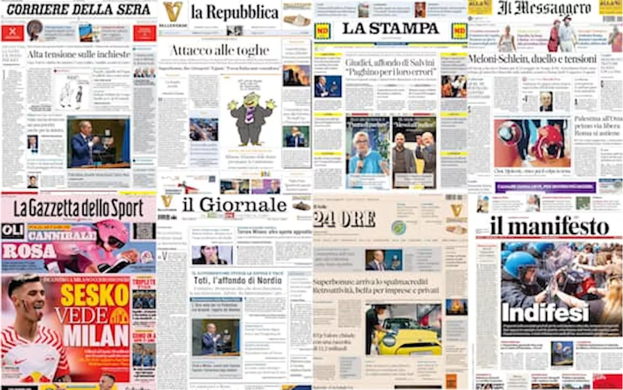 Le prime pagine dei quotidiani di oggi 11 maggio: la rassegna stampa di Sky TG24