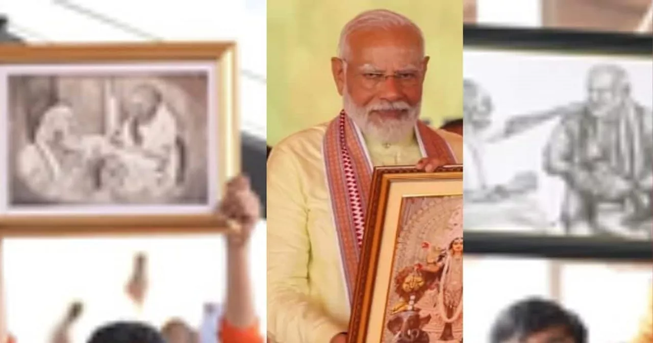 रैली में मां हीराबेन की पेंटिंग बनाकर लाए थे 2 लोग, अचानक पड़ी पीएम मोदी की निगाह, कही ये बात