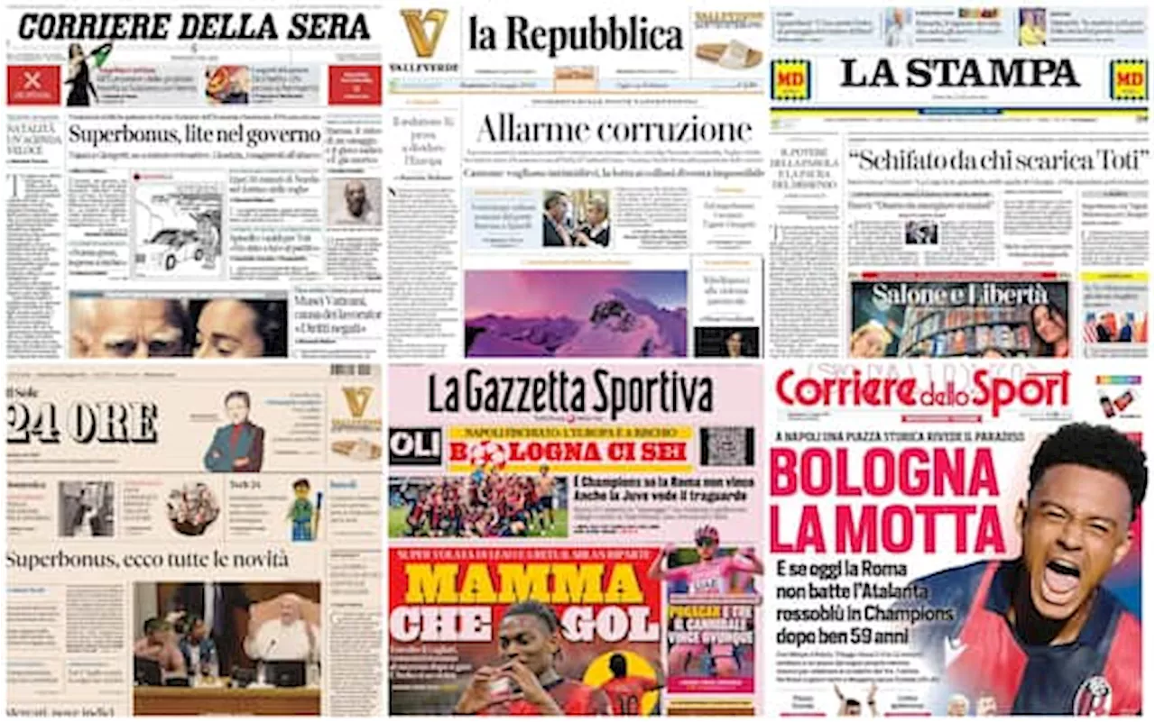 Le prime pagine dei quotidiani di oggi 12 maggio: la rassegna stampa di Sky TG24