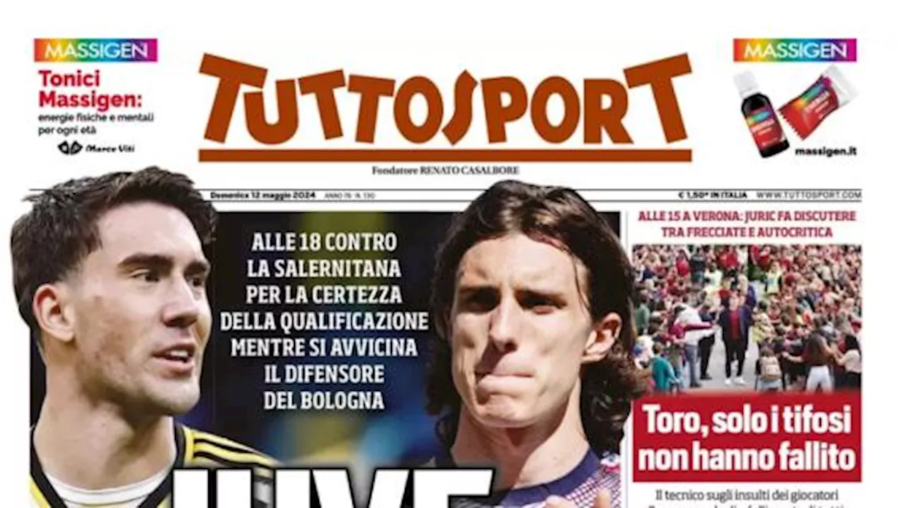 L'apertura in prima pagina di Tuttosport: 'Juventus, la Champions e Calafiori'