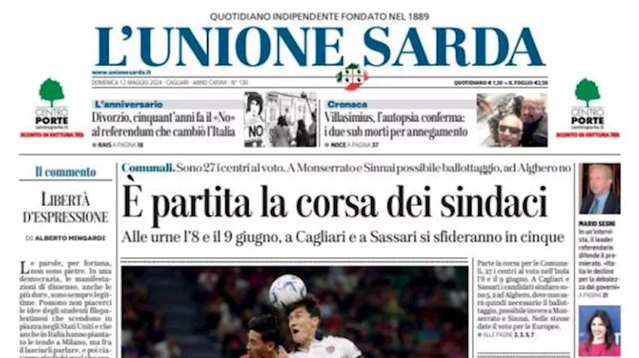 L'Unione Sarda in prima pagina: 'Il Cagliari si complica la vita'