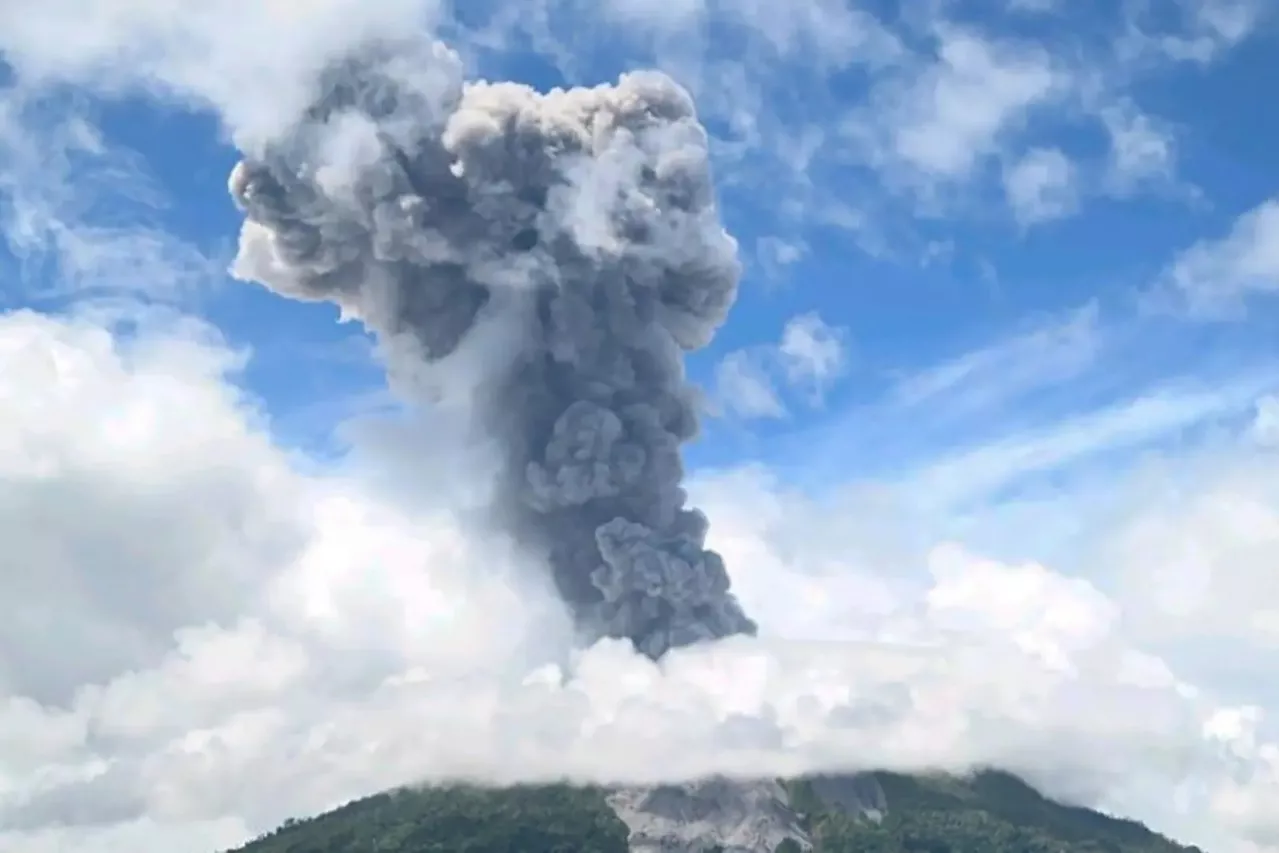 Indonesia’s Mount Ibu erupts again, spews huge ash tower