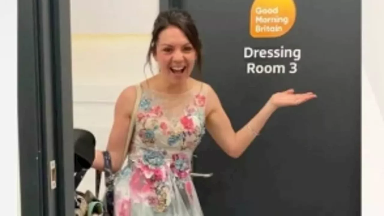 Laura Tobin arrives to Good Morning Britain STILL in her BAFTA dress