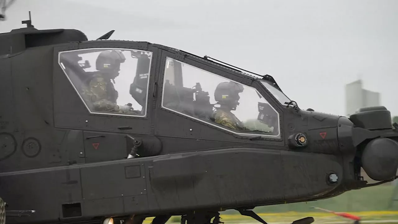 Moment William takes off in an Apache helicopter as he's made leader