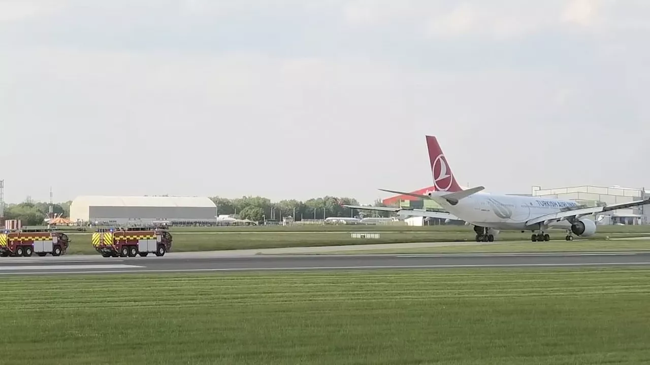 Turkish Airlines flight from Istanbul is forced to make emergency landing at Manchester Airport -...