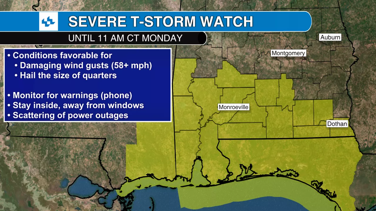 Severe Thunderstorm Watch for southern Alabama