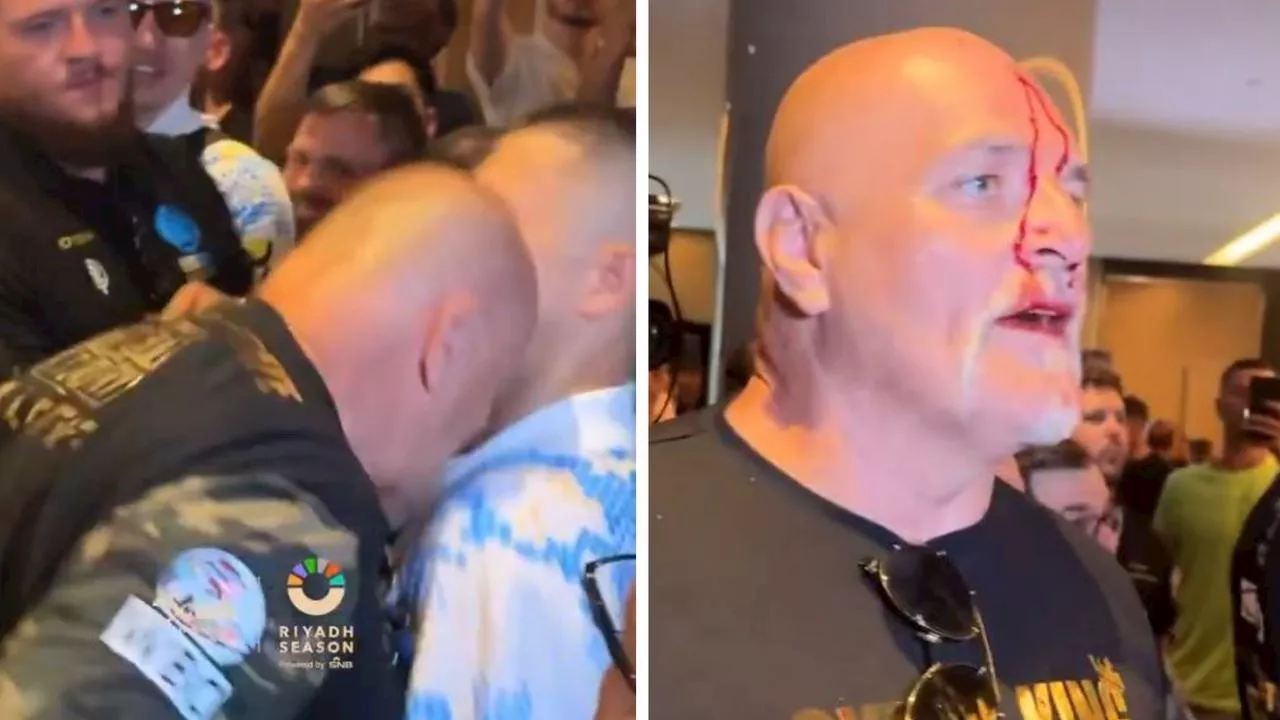 ‘Disrespecting my son’: Tyson Fury’s father left bleeding after headbutting Usyk fan