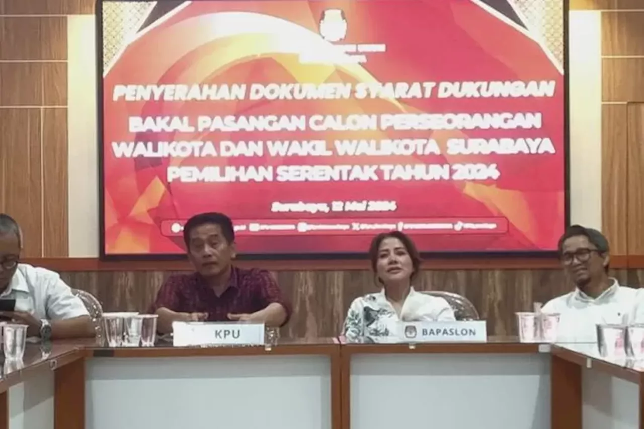 KPU Kota Surabaya Terima Pendaftaran Bacawali-Wawali Jalur Perseorangan Asrilia-Satria, Siapa Mereka?