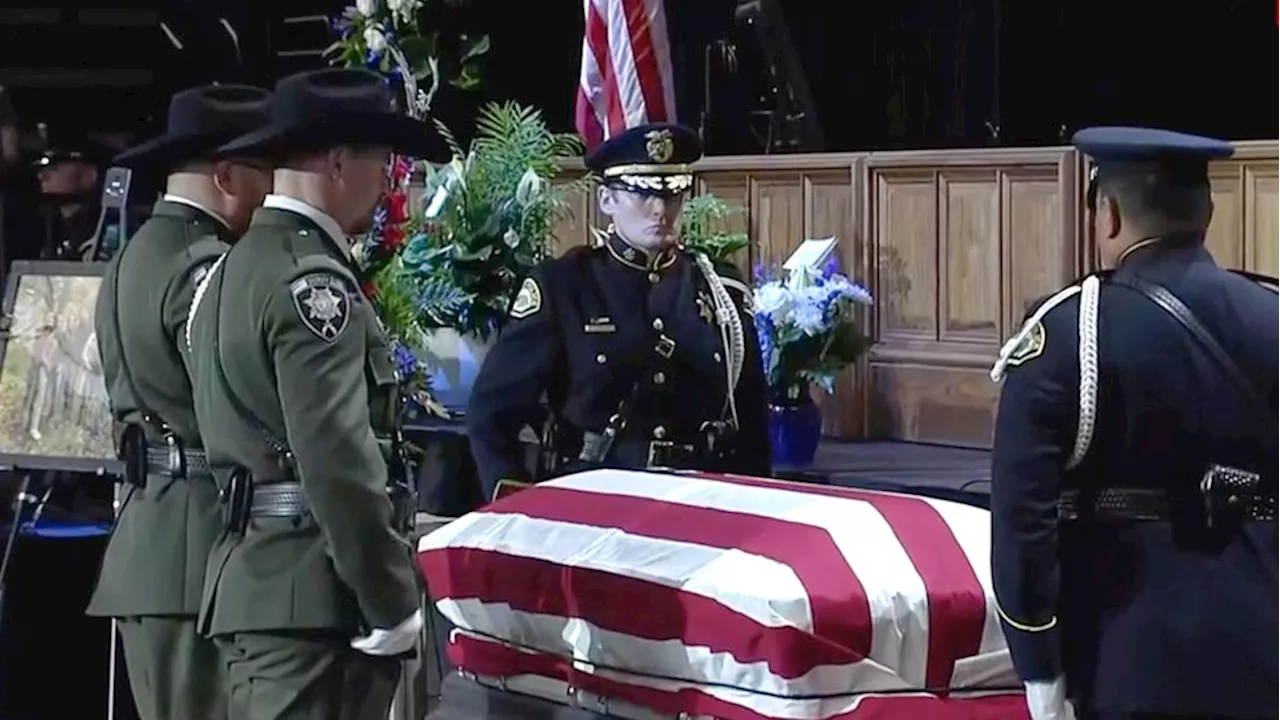 Funeral services underway for Santaquin police Sgt. Bill Hooser at UVU's UCCU Center