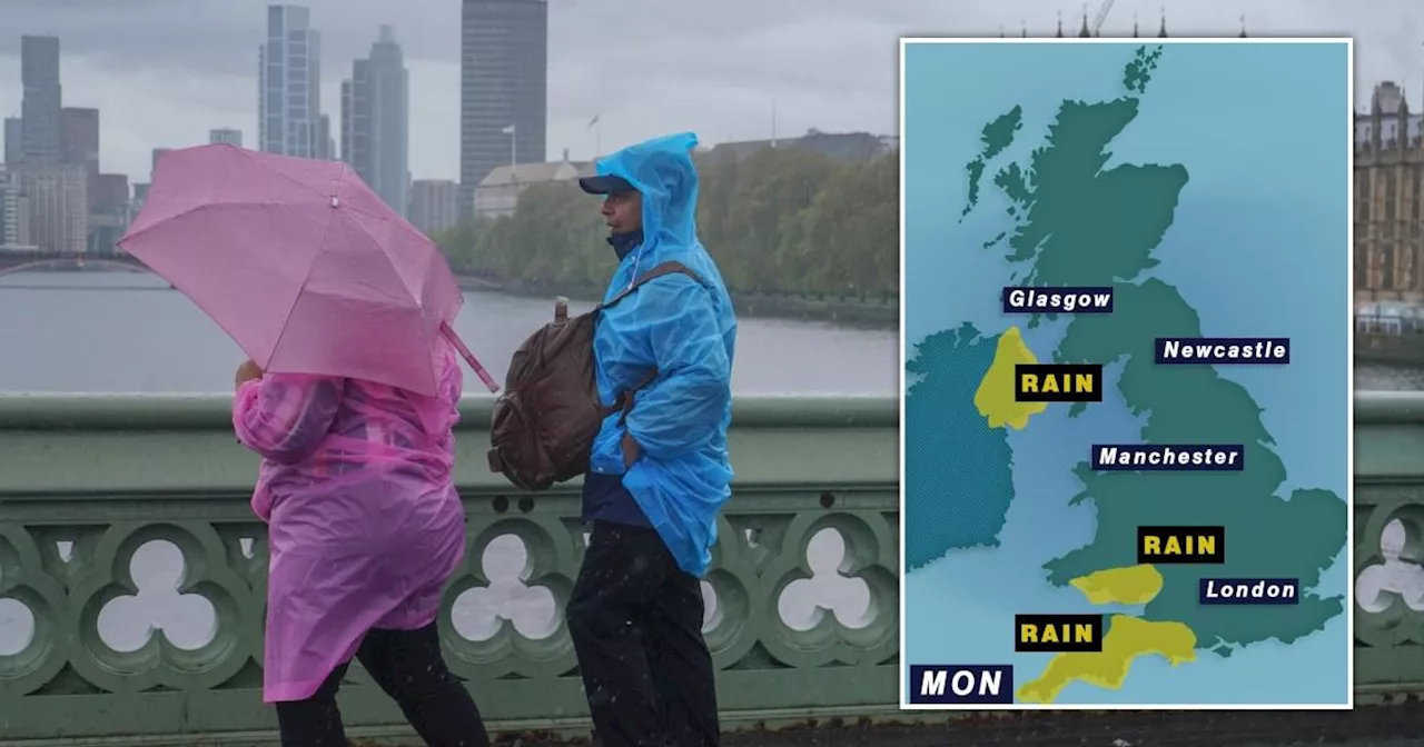 Map shows where heavy rain warnings are in place today