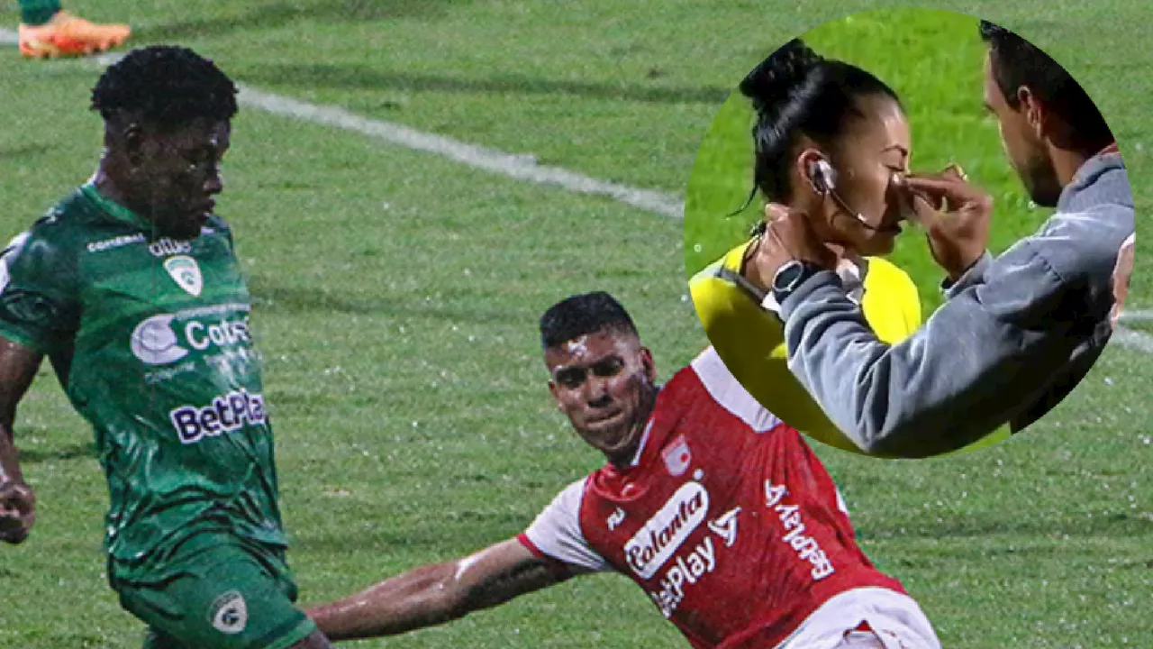 La Equidad vs. Santa Fe se detuvo por lamentable agresión a una jueza de línea