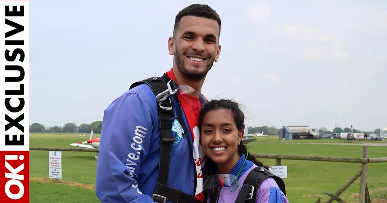 Love Island's Kai Fagan and Sanam Harrinanan skydive to raise money for charity