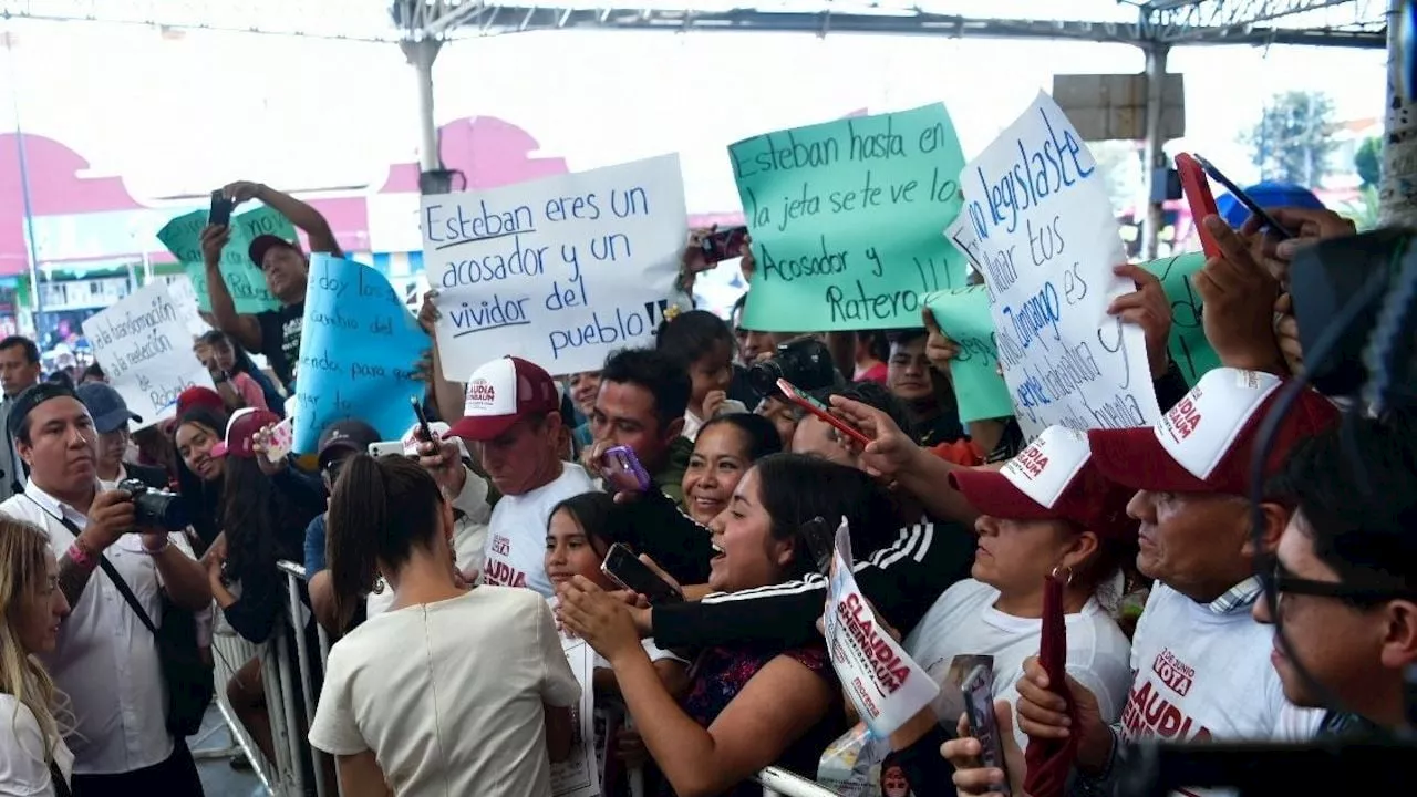 Reclamos, rechiflas y gritos en el mitin de Sheinbaum en Zumpango