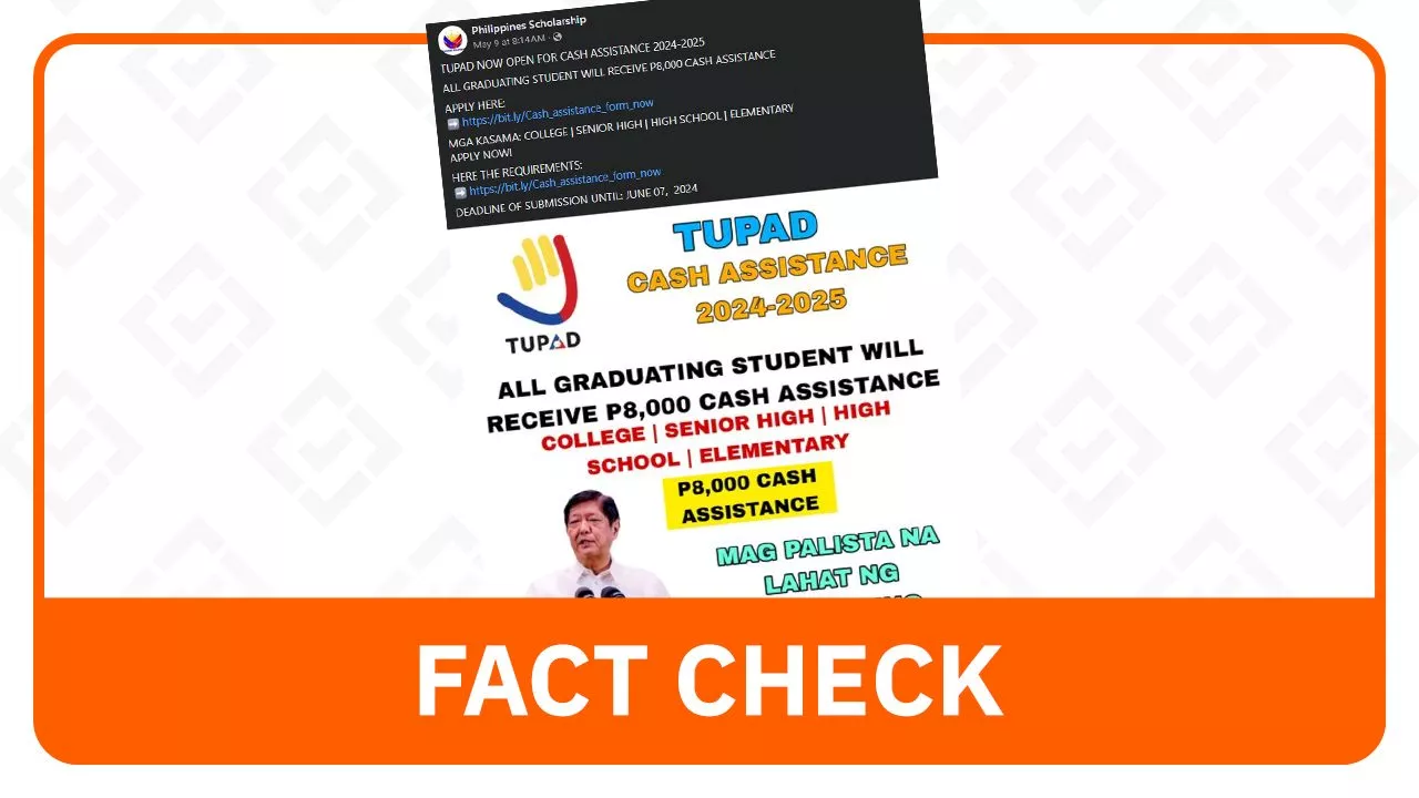 FACT CHECK: TUPAD is not a cash aid or scholarship program for students