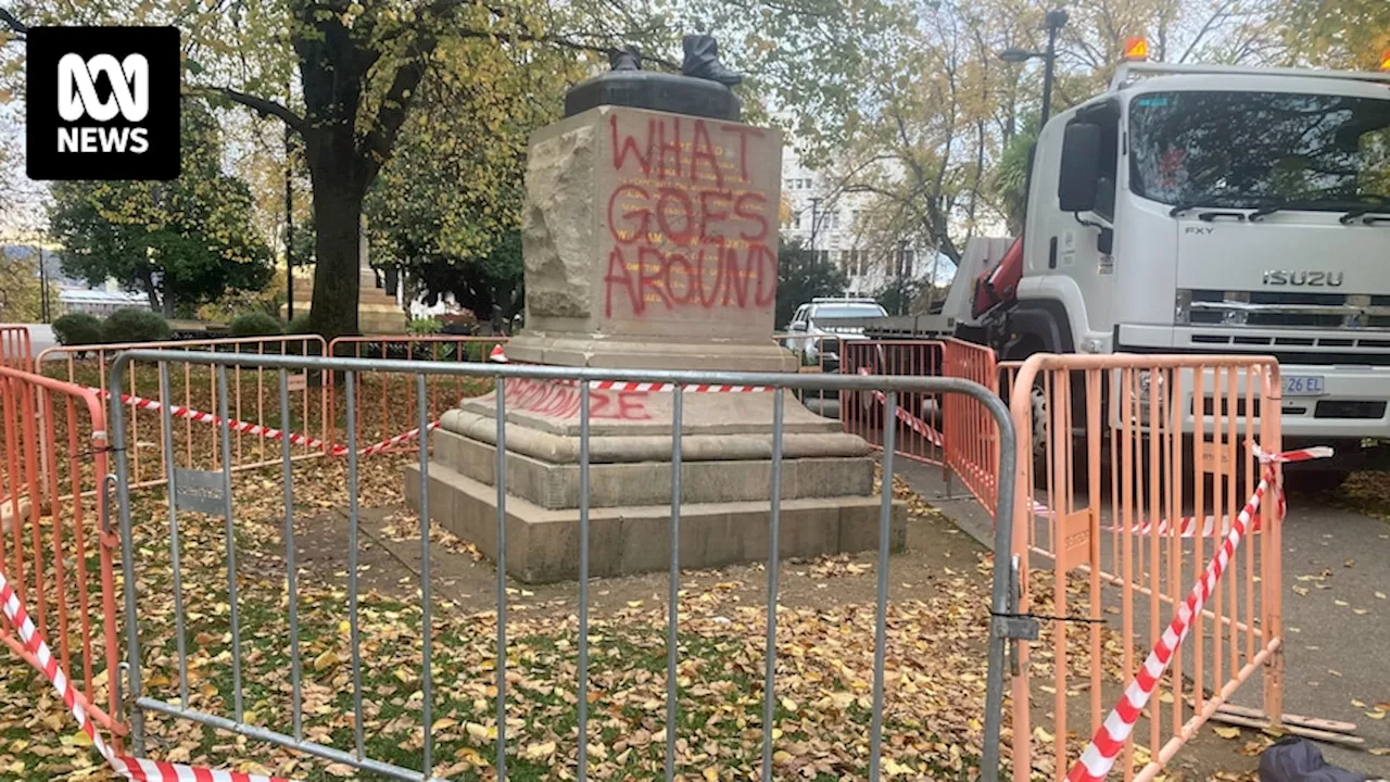 Controversial colonial-era William Crowther statue toppled in Hobart's Franklin Square as appeal decision due