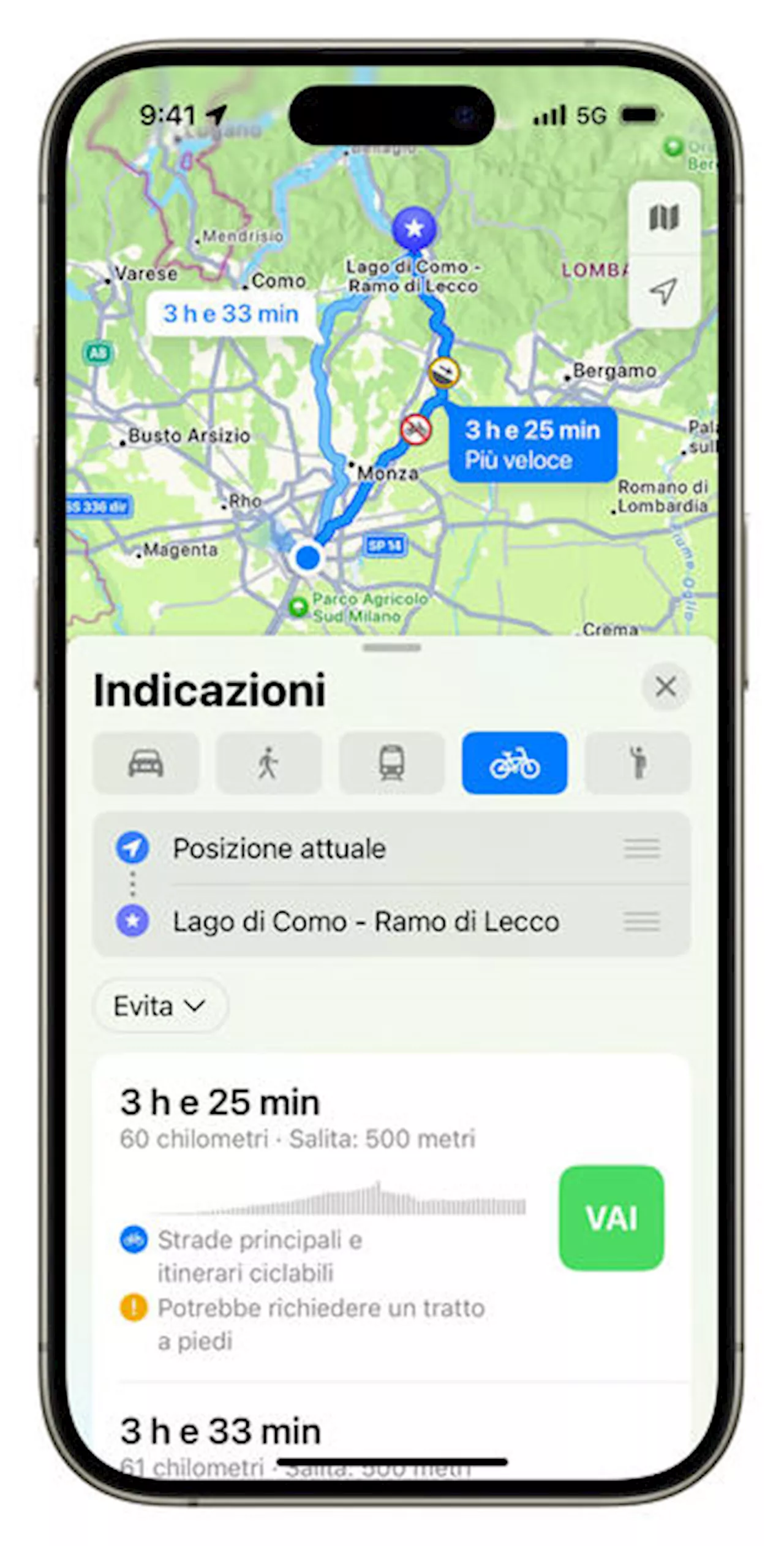 Nella mappe Apple in Italia arrivano i percorsi in bici