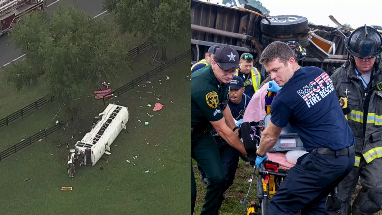 Florida bus crash: 8 killed, 40 hospitalized after bus overturns in Marion County, troopers say