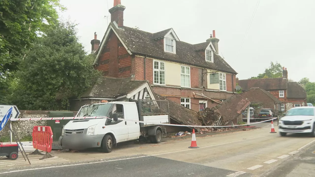 Village pub in Sussex remains shut after van collides into front porch