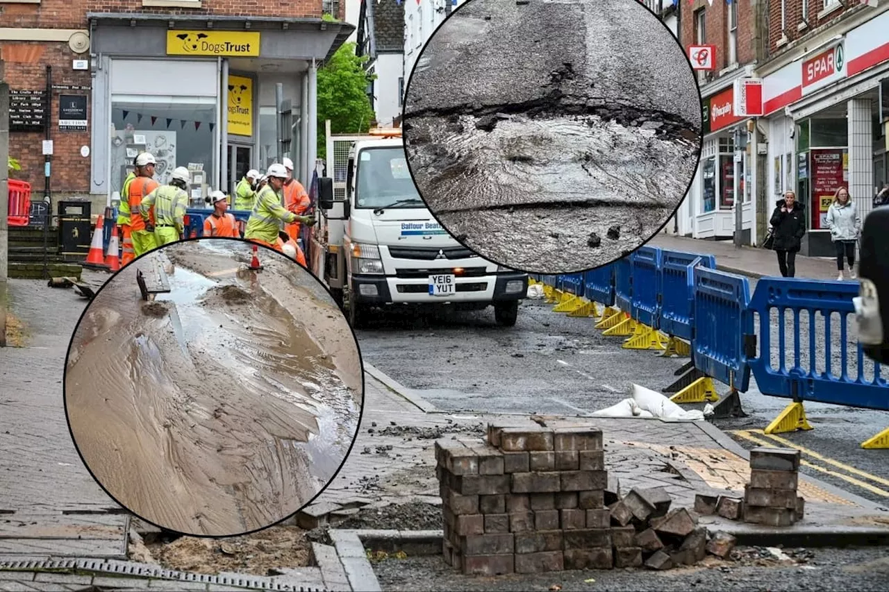 Flash floods cause severe road damage as Met Office issues UK weather warning for heavy rain