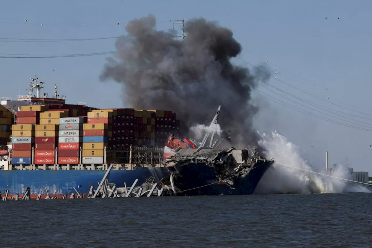 Collapsed Baltimore bridge blasted into pieces in effort to clear wreckage