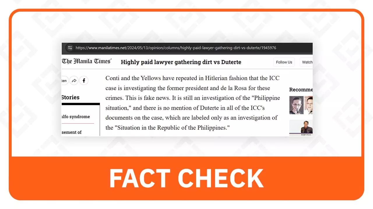 FACT CHECK: Duterte named in ICC documents on Philippine drug war case