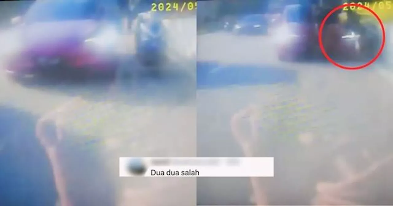 [VIDEO] Tak Puas Hati Side Mirror Kena Pukul, Pemandu Tesla Rempuh Penunggang Motosikal