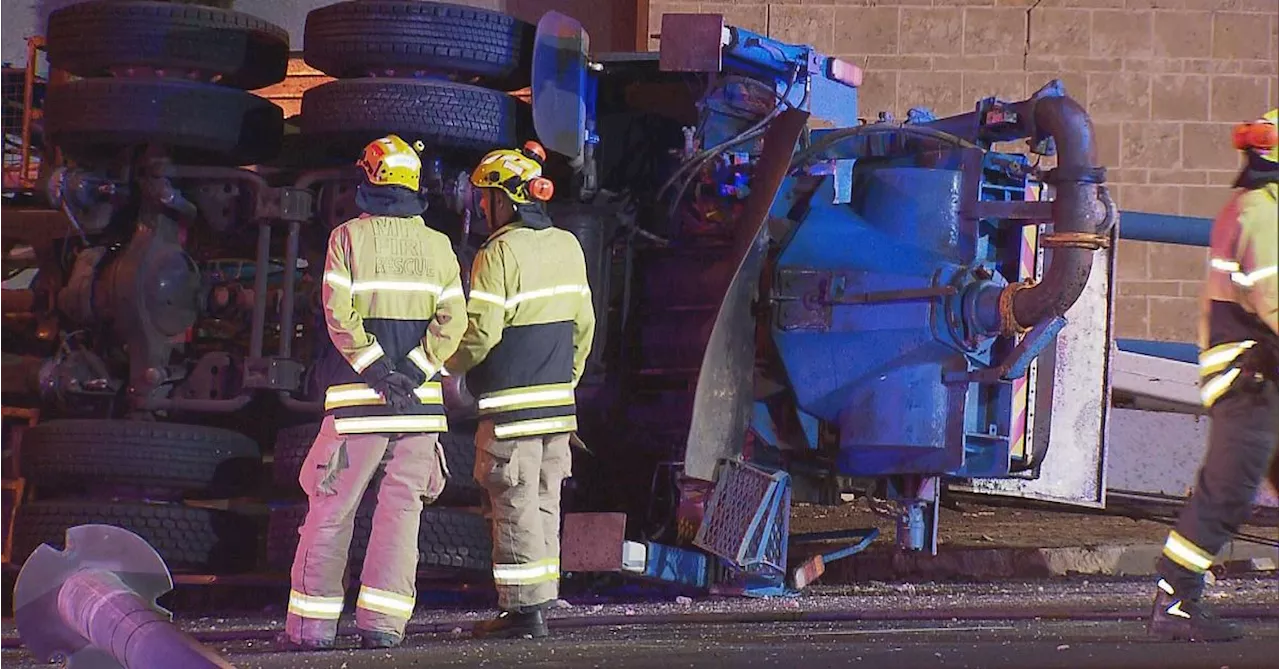 Man seriously injured after truck rolls on Adelaide freeway